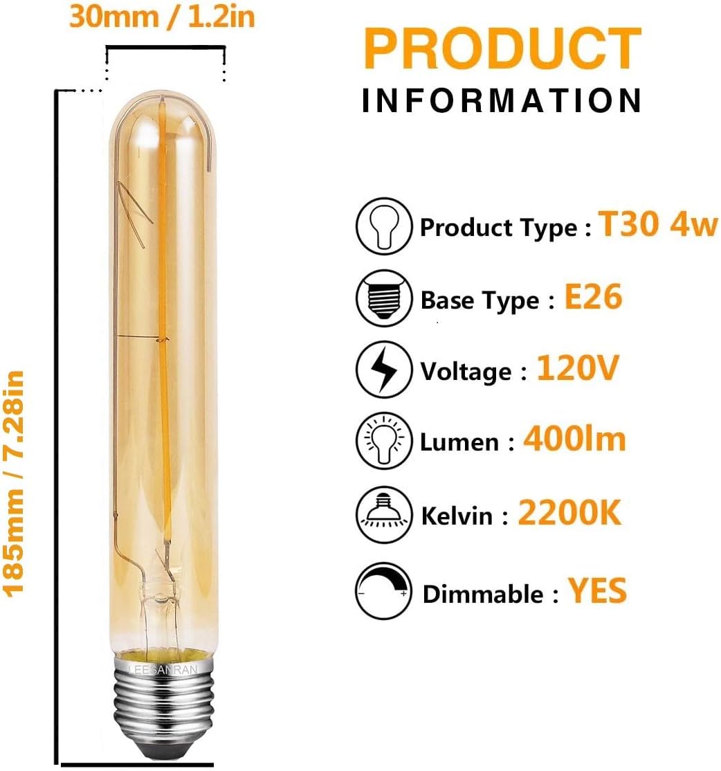 60% оƒƒ Dіѕсоunt LEESANRAN T10 LED Tubular(Tube) Light Bulbs Dimmable Edison Decorative E26 6W(60 watts Equivalent) 2200K Amber Glass for Wall Sconces,Pendant Lantern Lighting, 3 Pack TOP оƒƒERS LEESANRAN T10 LED Tubular(Tube) Light Bulbs Dimmable Edison Decorative E26 6W(60 watts Equivalent) 2200K Amber Glass for Wall Sconces,Pendant Lantern Lighting, 3 Pack