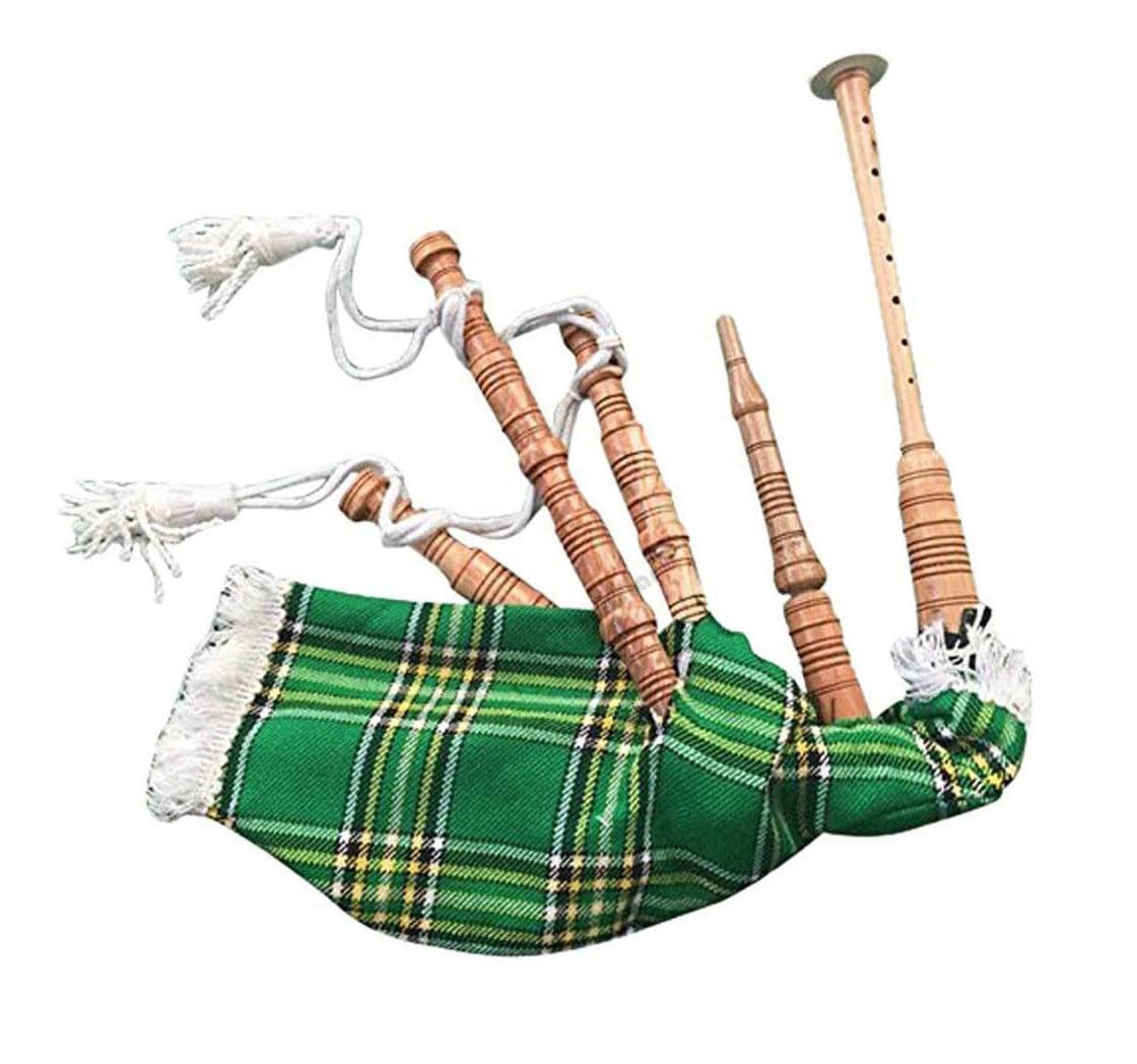 Mini cornamusa scozzese per bambini, realizzata a mano, in legno di palissandro di palissandro, cornamusa tradizionale per principianti (cornamusa irlandese verde-bianca)