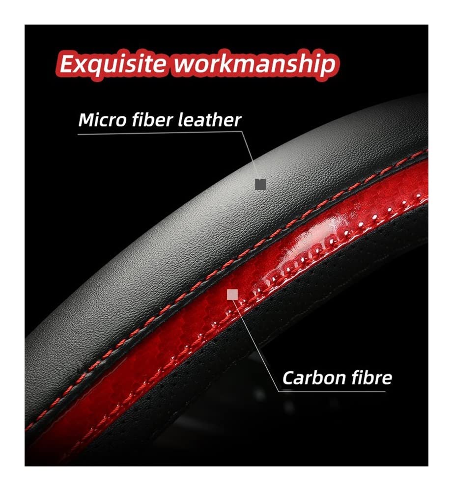 Couvre Volant Voiture Peugeot 3008 4008 5008 - Fibre Carbone + Cuir PU Bleu