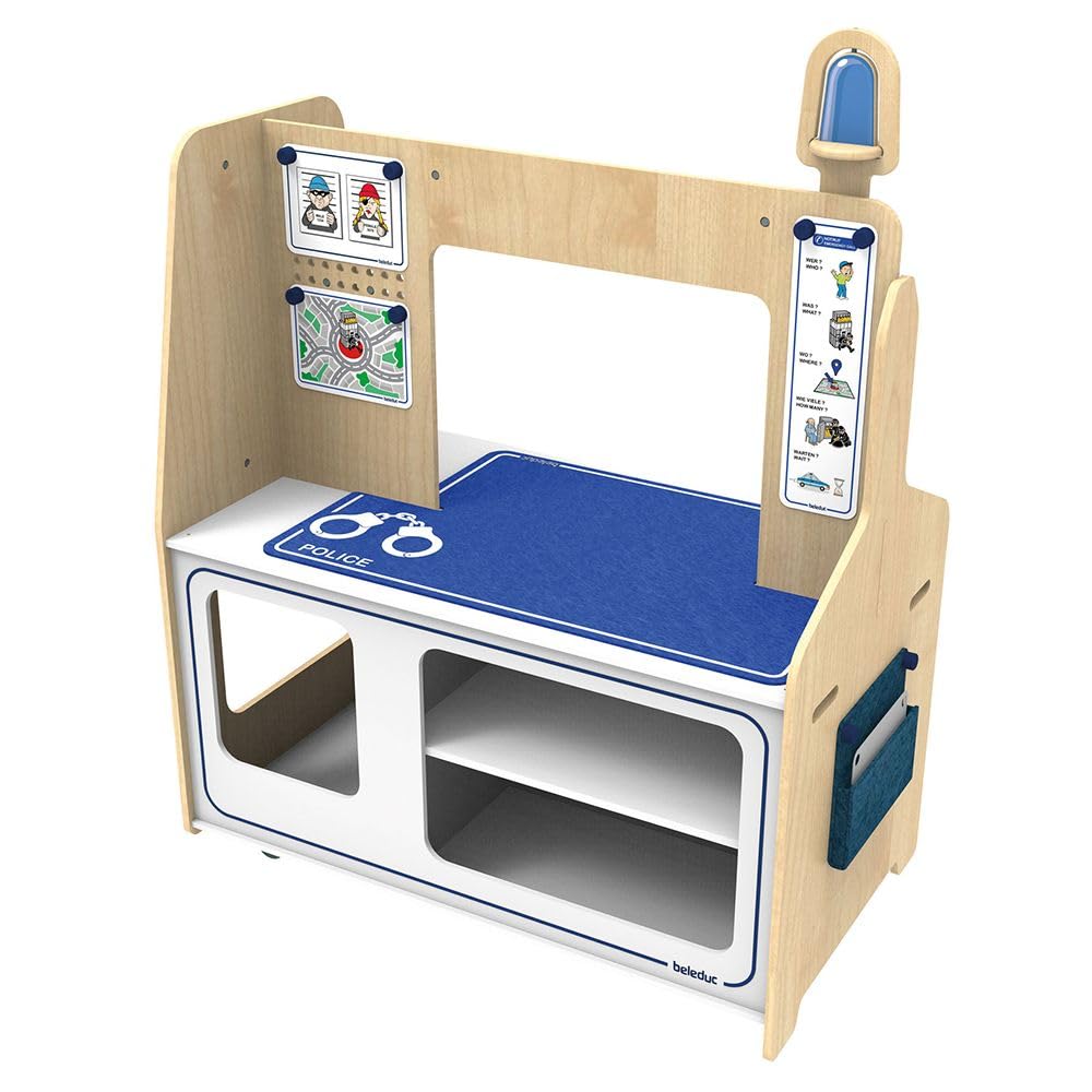 Beleduc Feuerwehr und Polizei Spielstation Holzspielzeug Set
