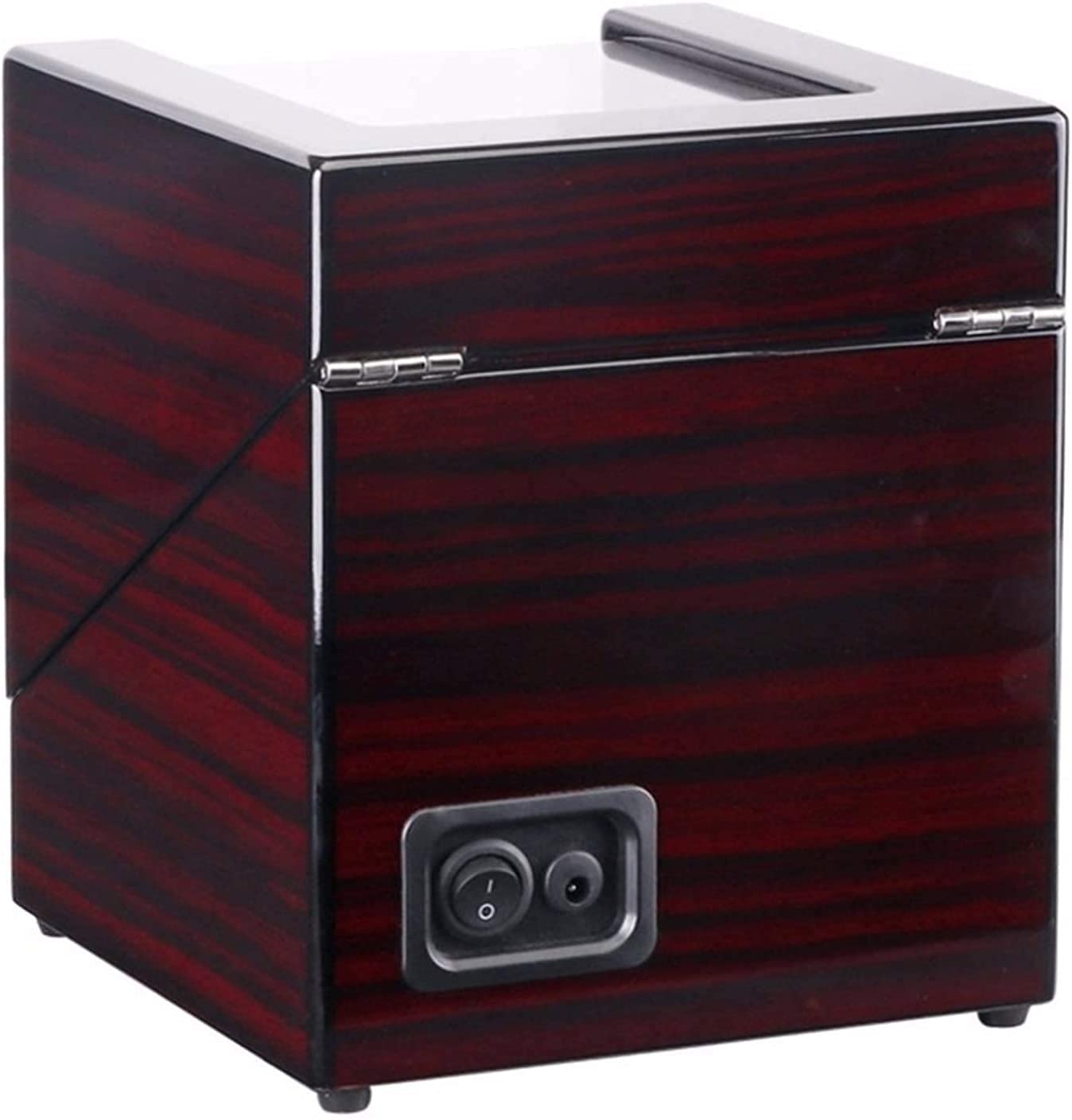 Reloj mecánico de 2 dígitos con patrón de ébano, Dispositivo de Cuerda automática para Hombres y Mujeres, Caja de Almacenamiento para Reloj, silenciador doméstico.-Agitador de Reloj magnético (Rojo)