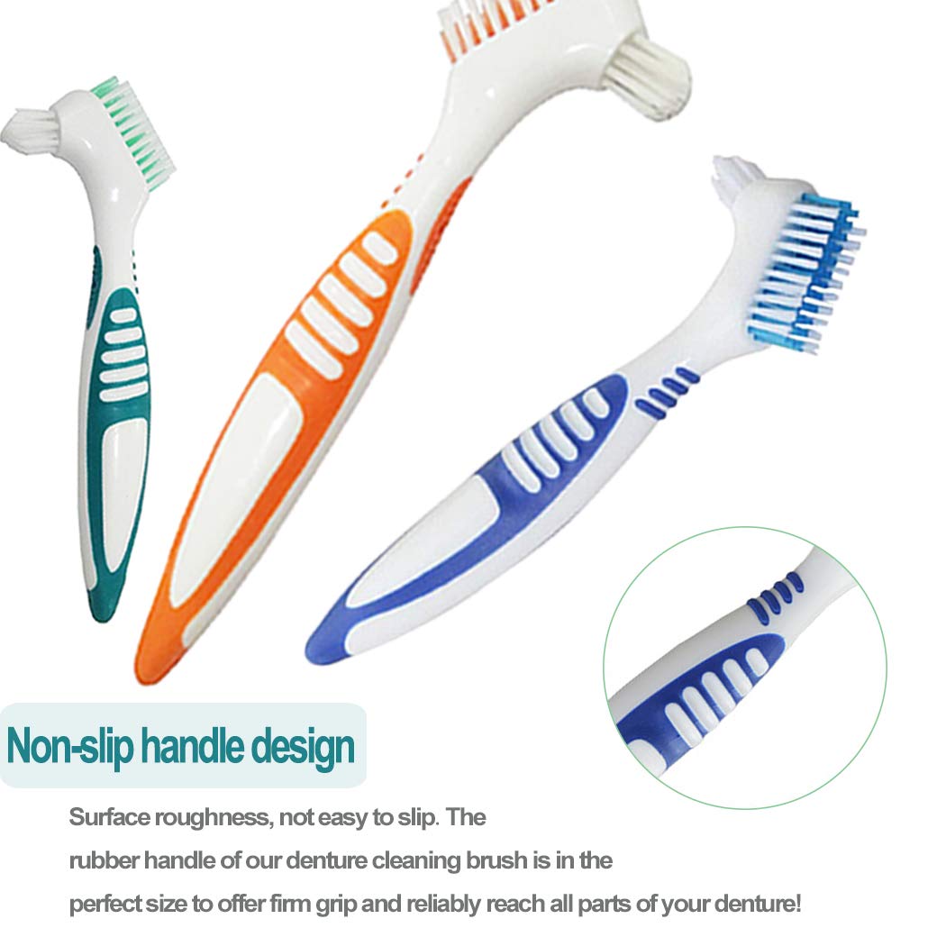 8Pcs Denture Cleaning Brush Set, Hatisan Premium Hygiene Denture Cleaner Set for Denture Care - Multi-Layered Bristles & Ergonomic Rubber Handle(4 Colors) : Beauty & Personal Care