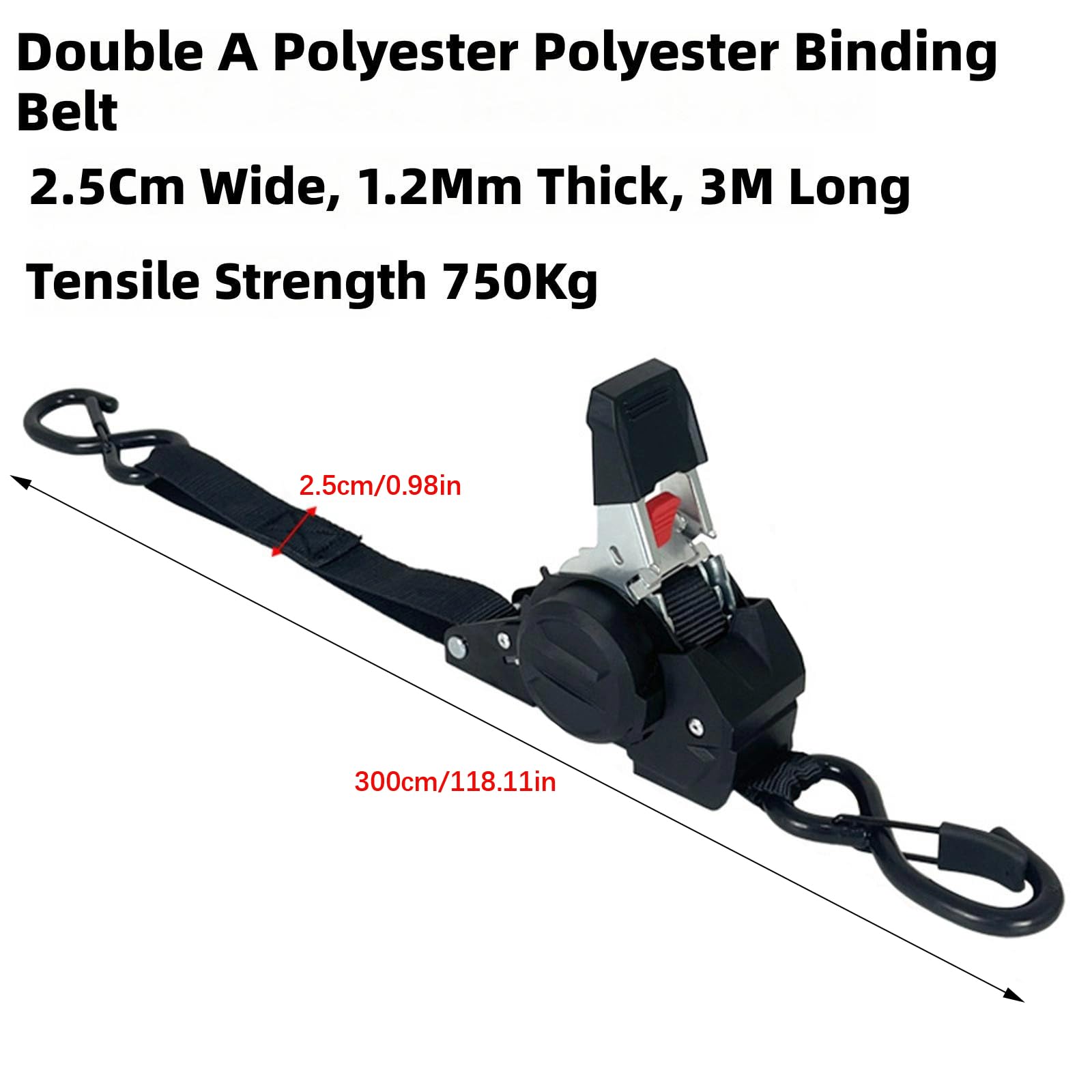 Automatischer Spanngurt mit weichem Clip, einziehbares Design für Motorrad, LKW, Ladungsschutz, robuste Konstruktion, robuster Gurt