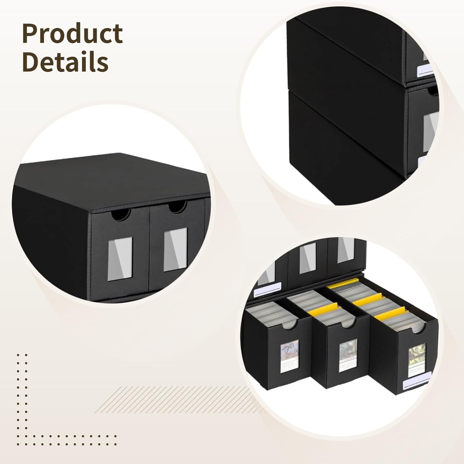 12000+ Card Trading Storage Box, Deck Box with 48 Dividers, Labels & Tape, 6-Layer Design with Transparent Windows, Holds TCG MTG PTCG Cards