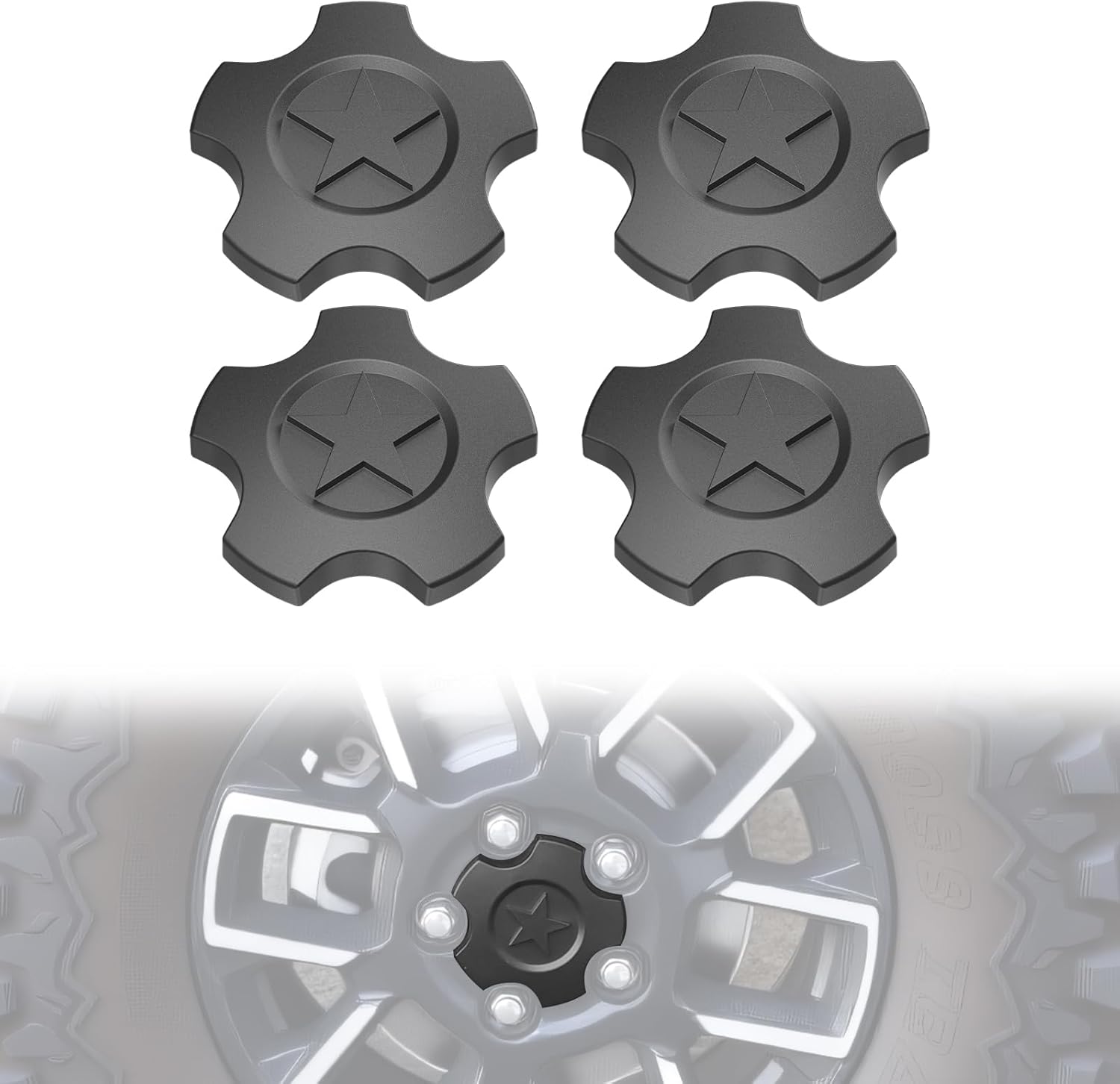 4PCS Wheel Hub Caps for Polaris Range XD 1500 Northstar Edition, Black Dust Tire Wheel Center Hub Cap Covers Tire Rim for Polaris Ranger Crew XD 1500 Northstar Edition 2024-2025 Accessories