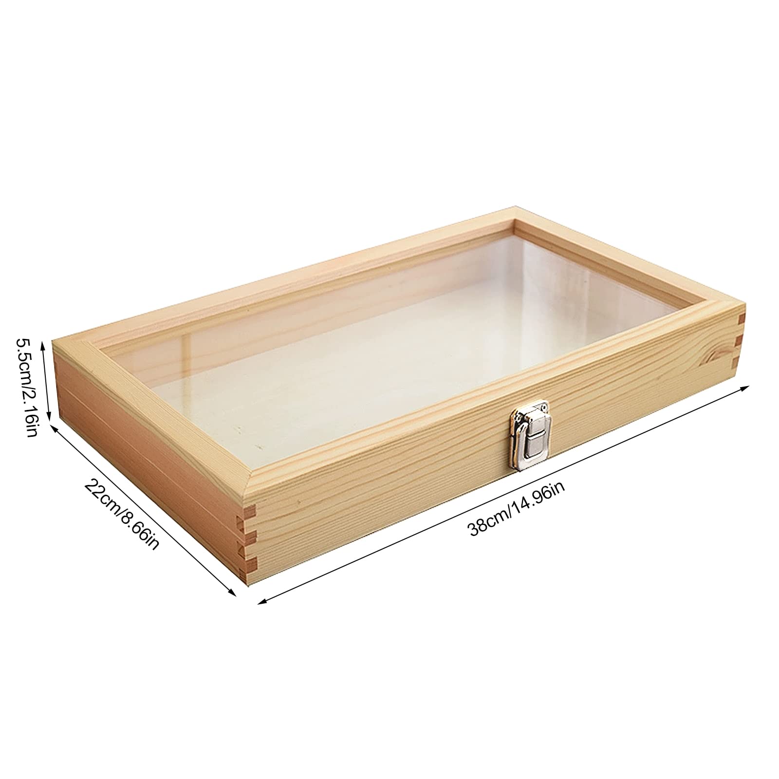 Retro Stijl Houten Vitrinekast, Desktop Opbergdoos Met Stofdichte Glazen Deur, Verticale Kast Diversen/Sieradendoos, Voor Slaapkamer, Woonkamer,Sixgrid-Blue-37cm×13.1cm×45.5cm