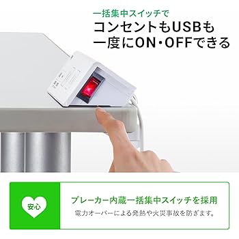 サンワサプライ TAP-B105UC-3W クランプ固定式 2P 4個口 クランプ固定式タップ 2P 4個口 ホワイト TAP-B105UC-3Wの通販