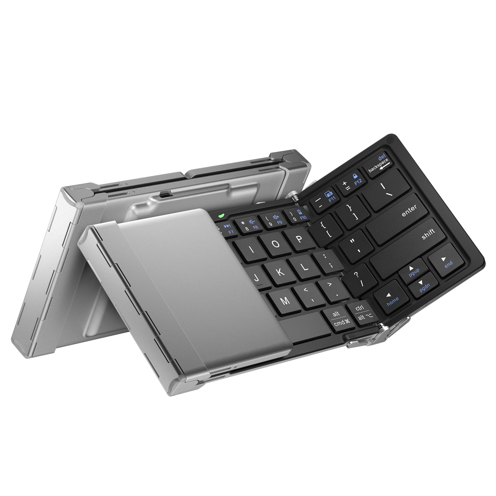 iCleverFoldable Bluetooth Keyboard, Ultra-Slim Metal Keyboard with USB-C Charging, Tri-Folding Design for Laptop, iPad, iPhone, Tablet - Sync 3 Devices, Portable & Space-Saving