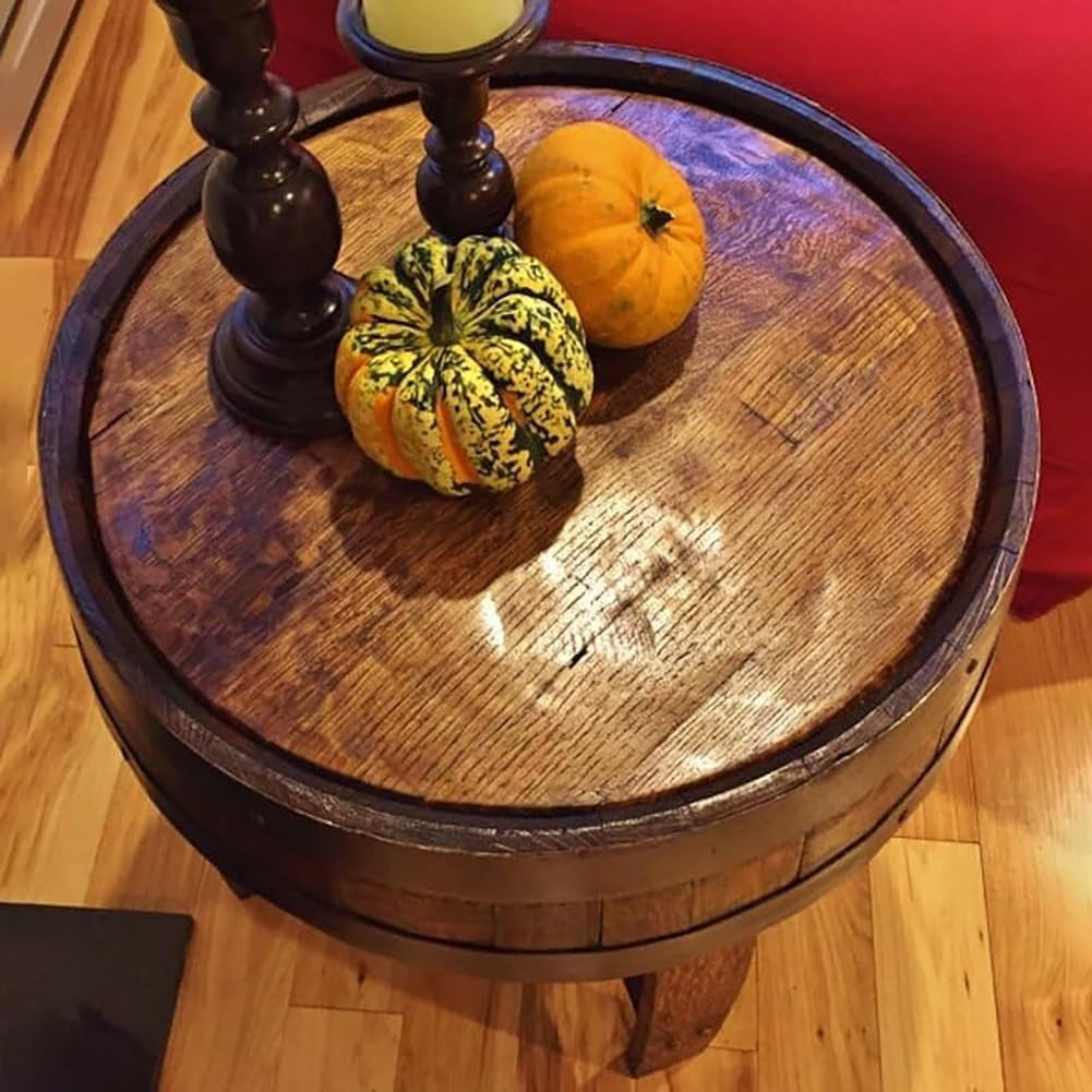 Mesa auxiliar redonda rústica, hecha a mano, de madera de roble, decoración única de mesa de café para el hogar y la sala de estar