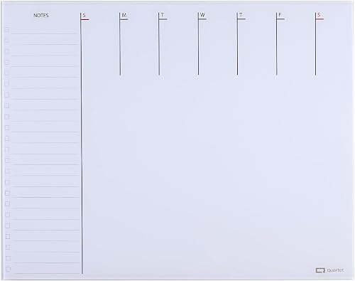 Quartet Glass Desktop Weekly Planner, 17" x 22", Whiteboard, Dry Erase Surface, 