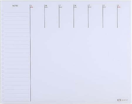 Quartet Glass Desktop Weekly Planner, 17" x 22", Whiteboard, Dry Erase Surface, Clean Erase, Includes 1 Dry Erase Marker, White GDP2217W