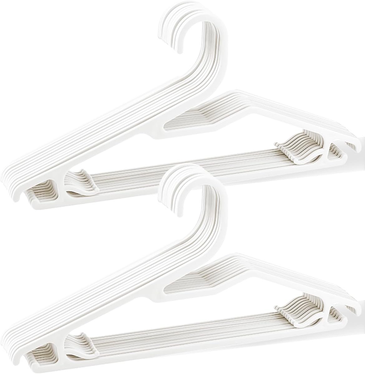 Plastic Hangers, Short Neck Hangers for Clothes, Z-Shape Shirt Hanger for Men 16.5", Flat Space Saving Blouse Hanger for Adults Suit, Hoody, Dress, Small Necked Clothing, Percha de Plástico White 20