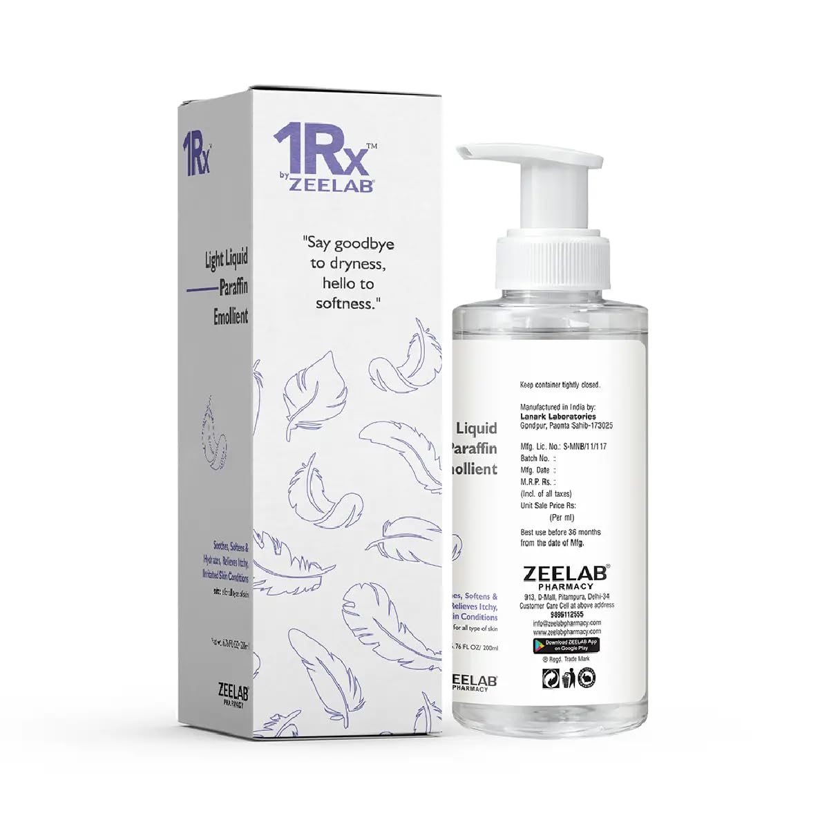 1RX Light Liquid Paraffin Emollient Lotion 200ml | Lanolin-Free