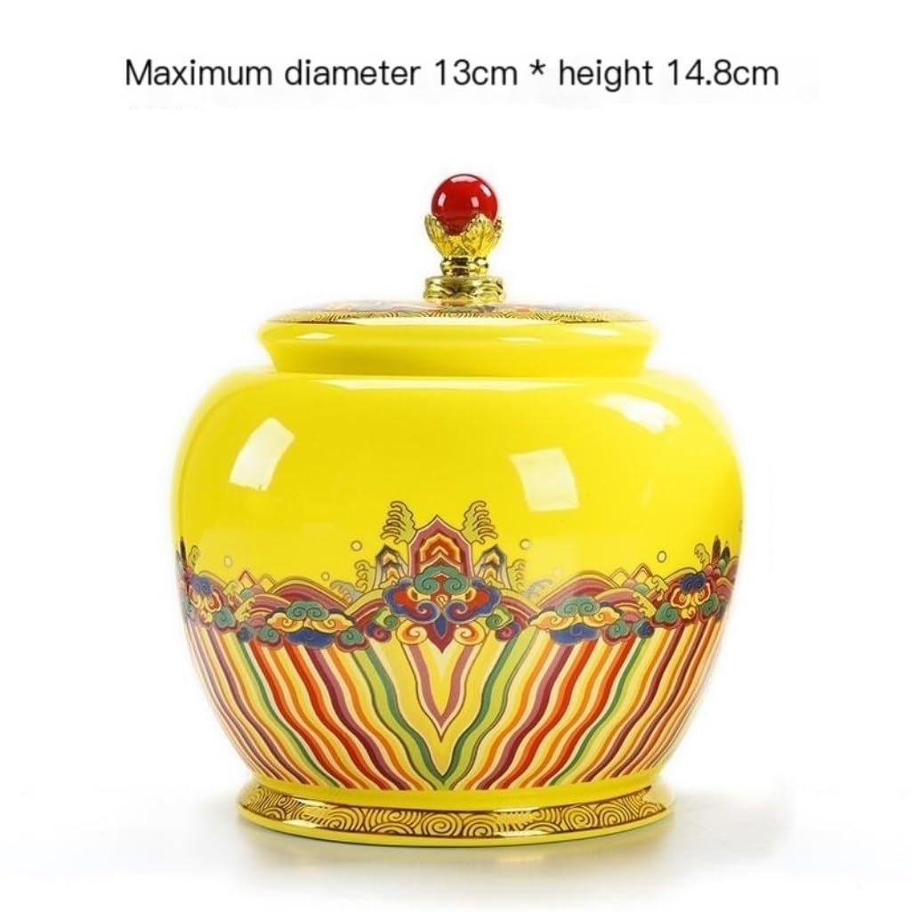 Ceramiczny dzbanek na herbatę Luźny pojemnik do przechowywania herbaty Jar Home Kitchen Countertop Jar Ceramiczny chiński Retro Zestaw do herbaty Podwójny garnek Zestaw pudełek na prezent Herbata (B)