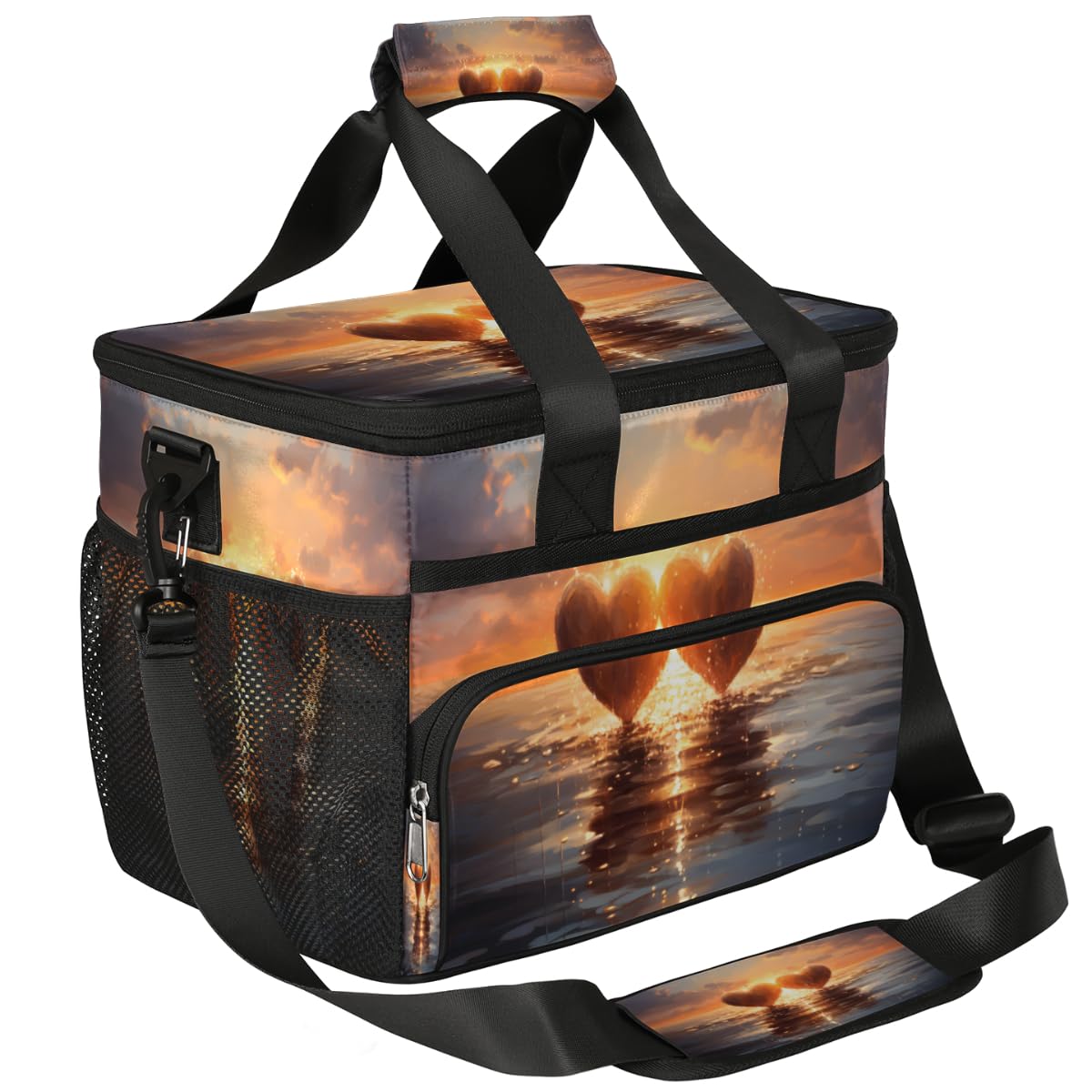 Insulated Picnic Backpack Lunch Box for Women Men Picnic Basket Tote Lunch Bag Picnic Bag Portable Lunch Bags for Picnic, Beach, Work, Trip,Office, Camp Couple Hearts Valentine's Day