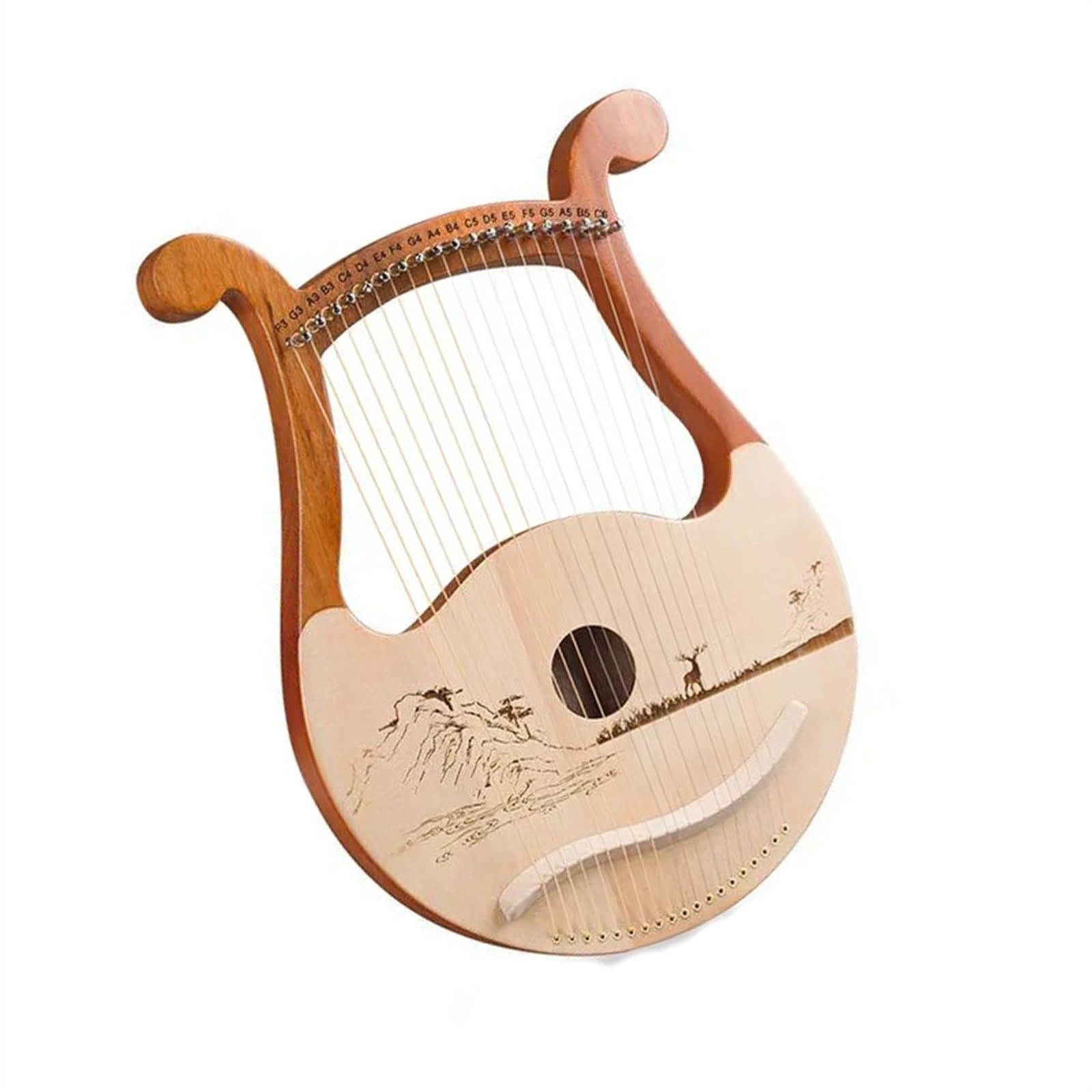 Anfänger harfe 19-saitige Lyra-Harfe Aus Mahagoni Tragbarer Stimmschlüssel Für Musikinstrumente Für Anfänger Leicht Zu Erlernen(Deer)