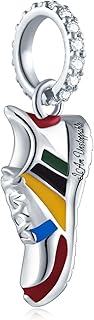 Colourful Enamel Sneaker Pendant Charms, fit Pandora Sport Bracelet, Silver Plated Dangle Running Track Shoes Beads, Gift for Athletes/Runners/Marathon Enthusiast