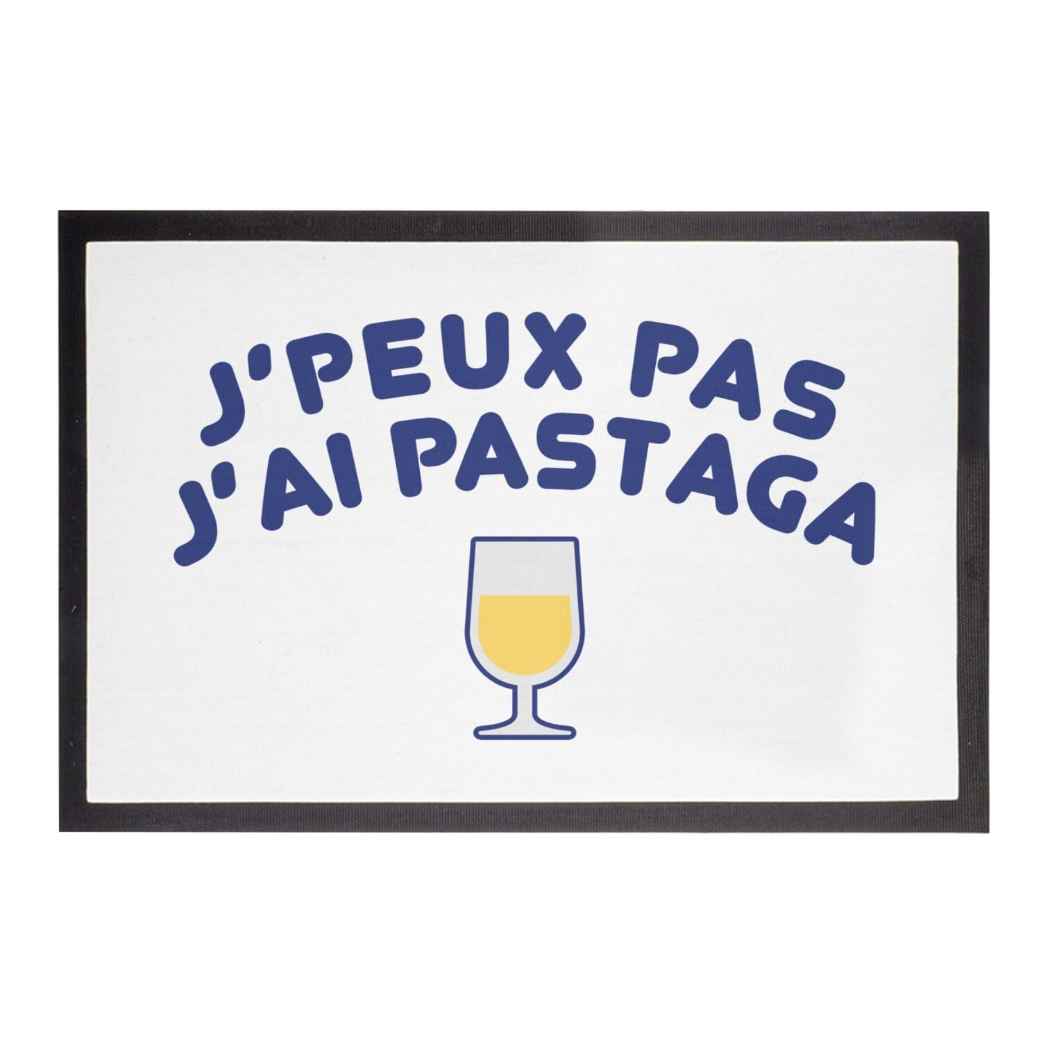 Paillasson Pastis J'Peux Pas J'Ai Pastaga - Tapis d'entrée blanc 60x40 cm idéal cadeau humour