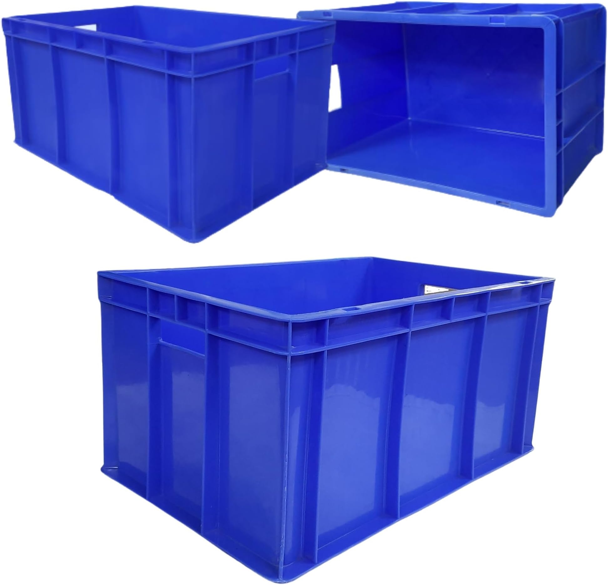 SINGHAL Multipurpose Storage Crates 50 x 32.5 x 25 cm | Heavy Duty Big Blue Portable Plastic Crate | Shelf Basket, Storage Bin for Vegetable, Fruit, Milk (Pack of 3)