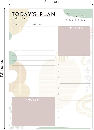 Miniatura 3 de Today's Plan - Planificador diario 8 x 11.5 pulgadas con notas adhesivas para rellenar el rastreador de tareasdiseño bohemio únicolistas