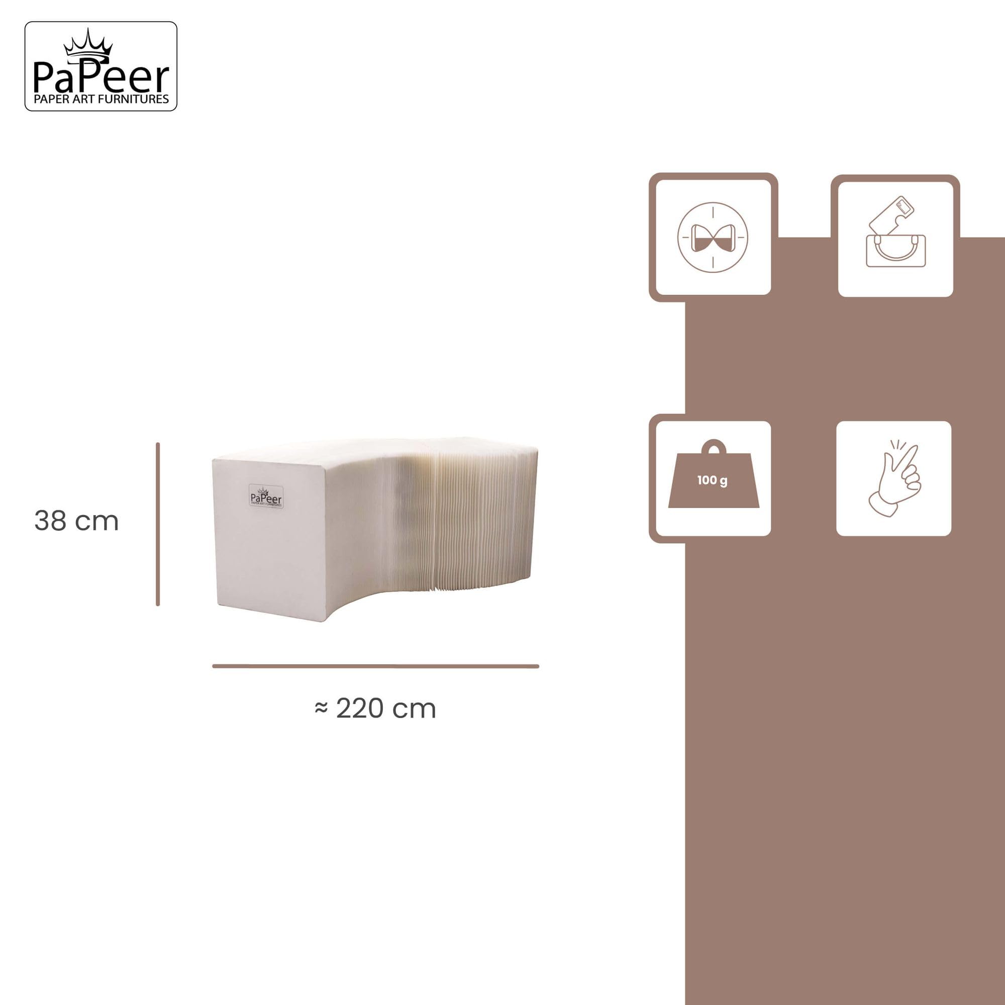 Banc Pliable en Papier Blanc 200cm 30cm