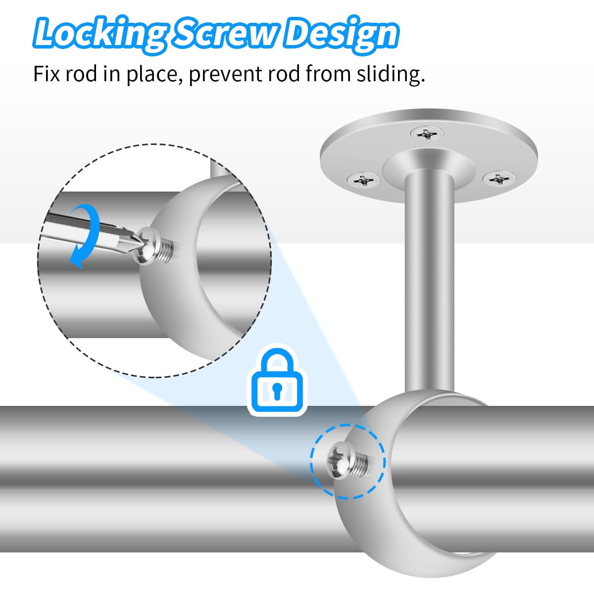 Supporto Per Asta Tende In Acciaio Inox - Confezione Da 4 Pezzi Con Viti, Per Montaggio A Parete O Soffitto, Fino A 32mm Diametro - Foto 4