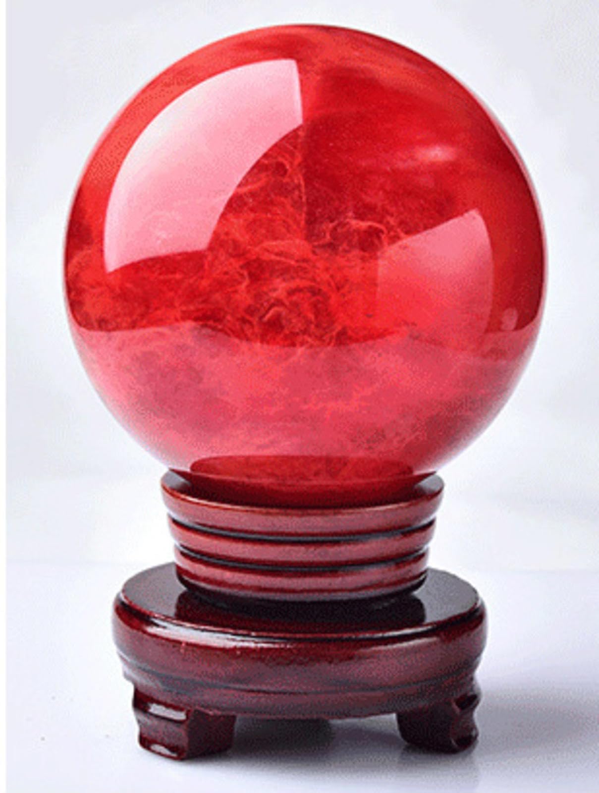 DPURPIWADY Red Crystal Ball with Stand, Sphere Melting Quartz Gemstone for, Divination, Home Decoration, Fengshui,red ball-18cm