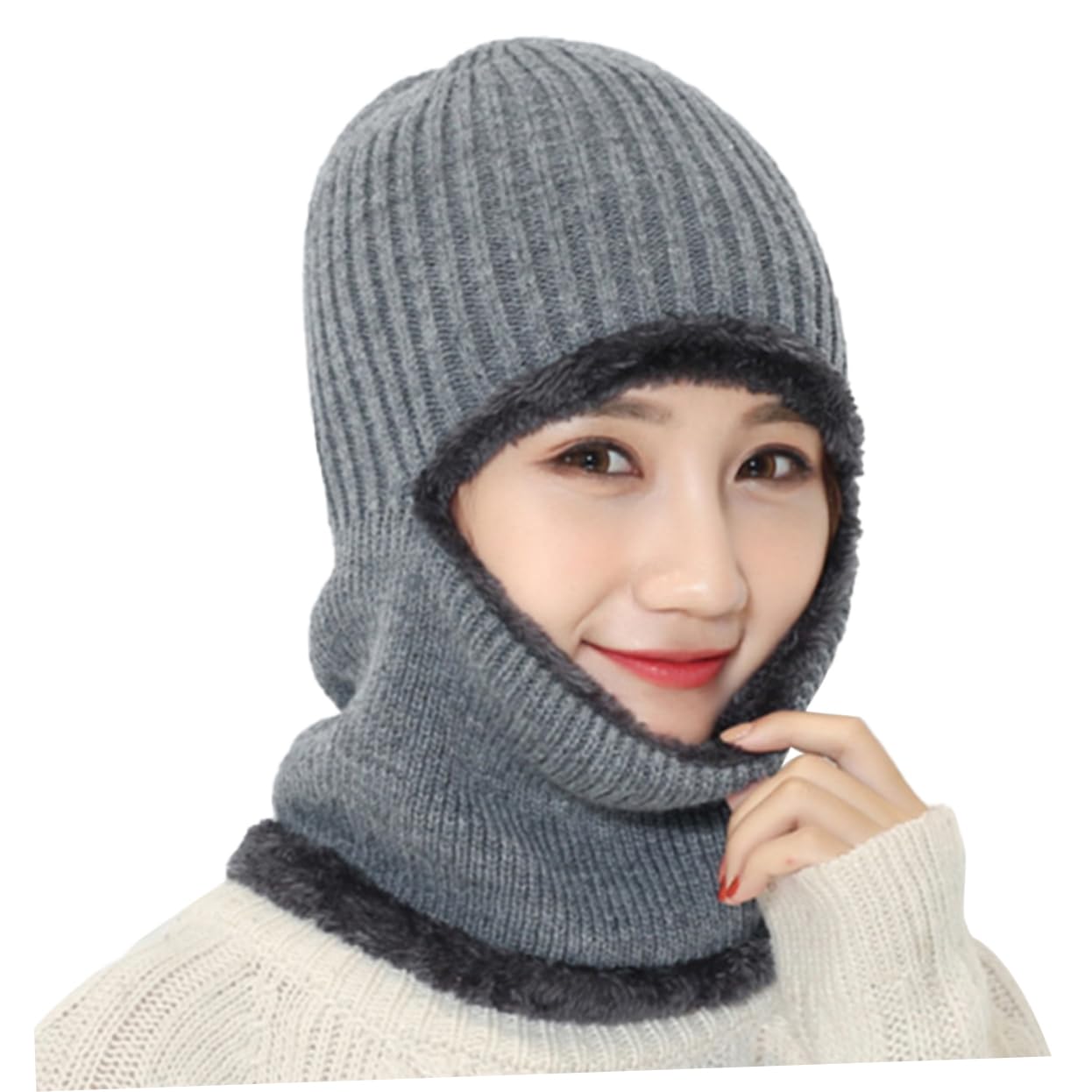 PartyKindom Knitted Caps Neck Warmer for Cycling Outdoor Sports Hat Scarf Accessories Lightweight Breathable Quick Dry Comfortable Face Mask Grey
