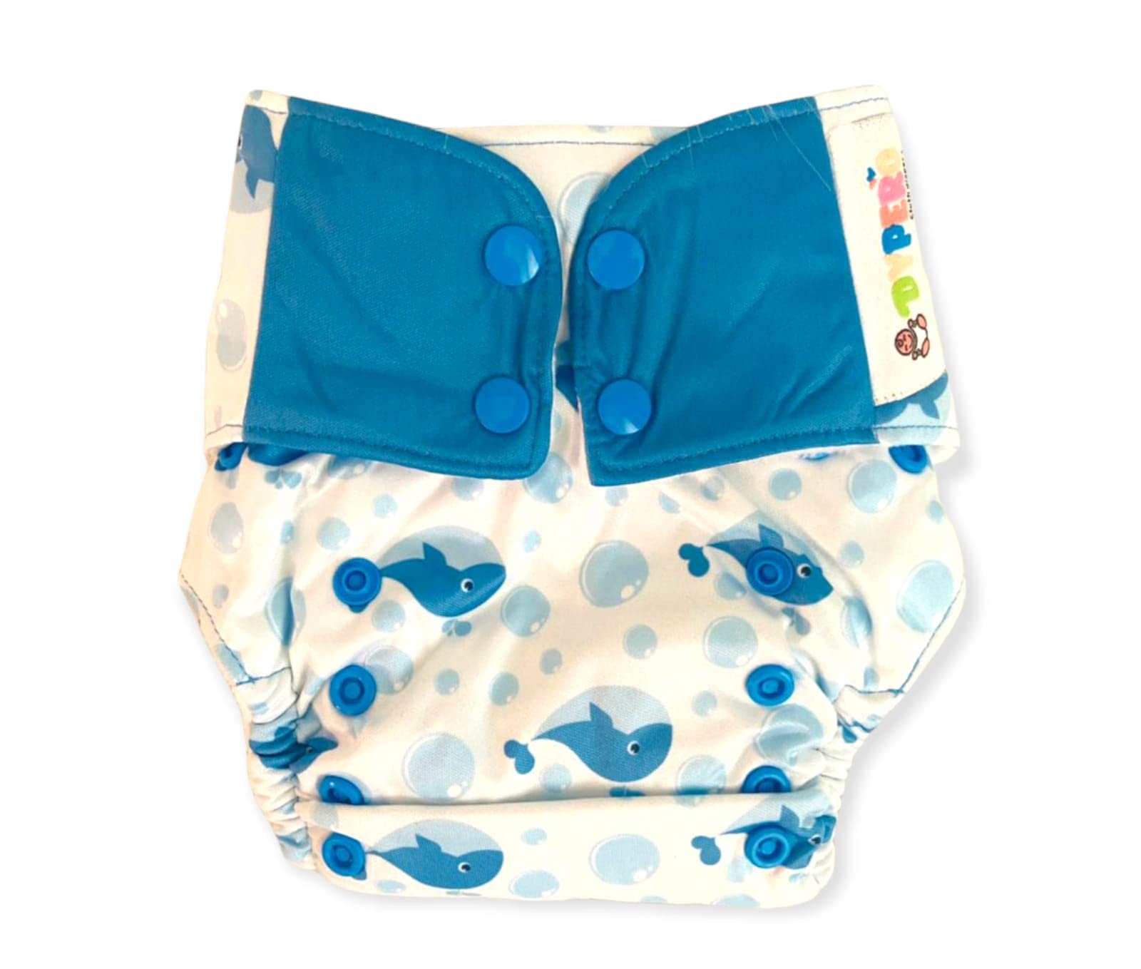 DYPERO| Certified-Reusable-100% Cotton Diapers| One Size fits All(6-36 Months)- Made in India (BlueWhale)