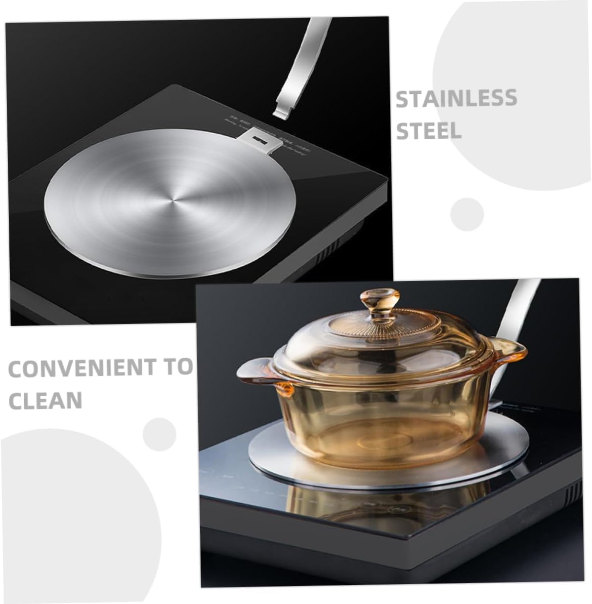 KICHOUSE Stainless Steel Induction Cooktop Diffuser Plate Countertop Hob Converter for Gas Stove