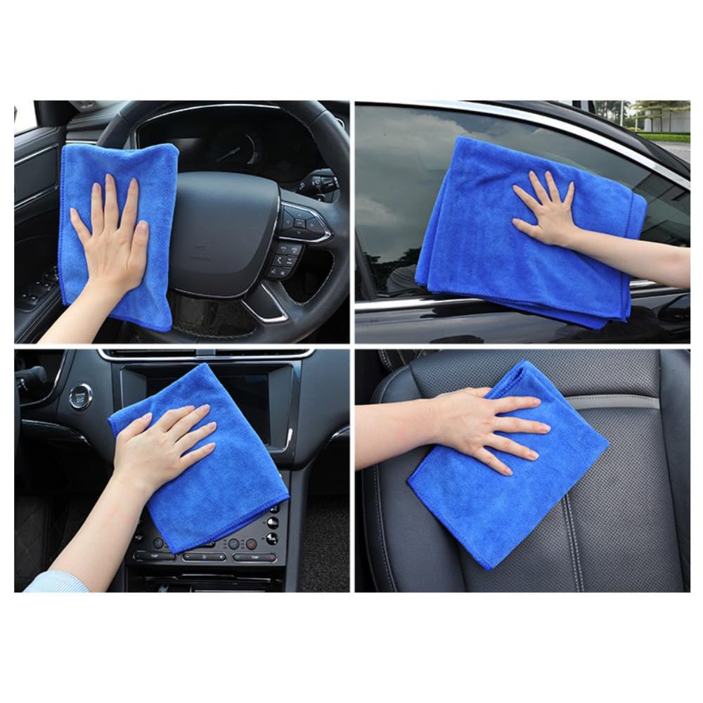 5 Stück Mikrofasertücher Auto,Trockentuch Multifunktionales Handtuch Putztücher,Saugstarkes Poliertuch Reinigungstuch für Autopflege,Microfasertuch für Auto,Motorrad & Fahrrad,Blau,60x160CM