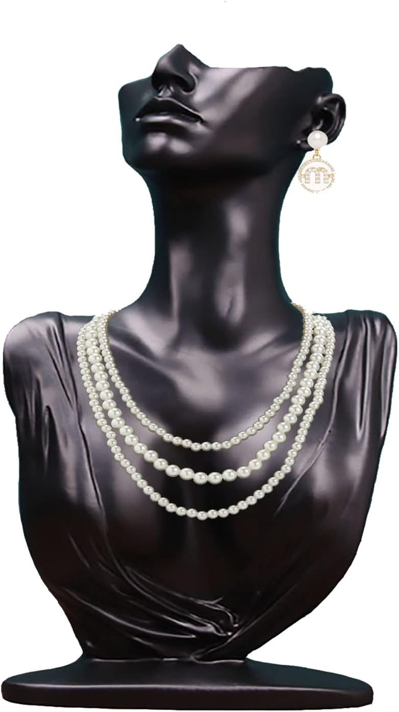 Black Resin Jewelry Mannequin Bust Necklace Display Earring Pendant Chain Display Stand Model Holder for Shows Selling Home Decor