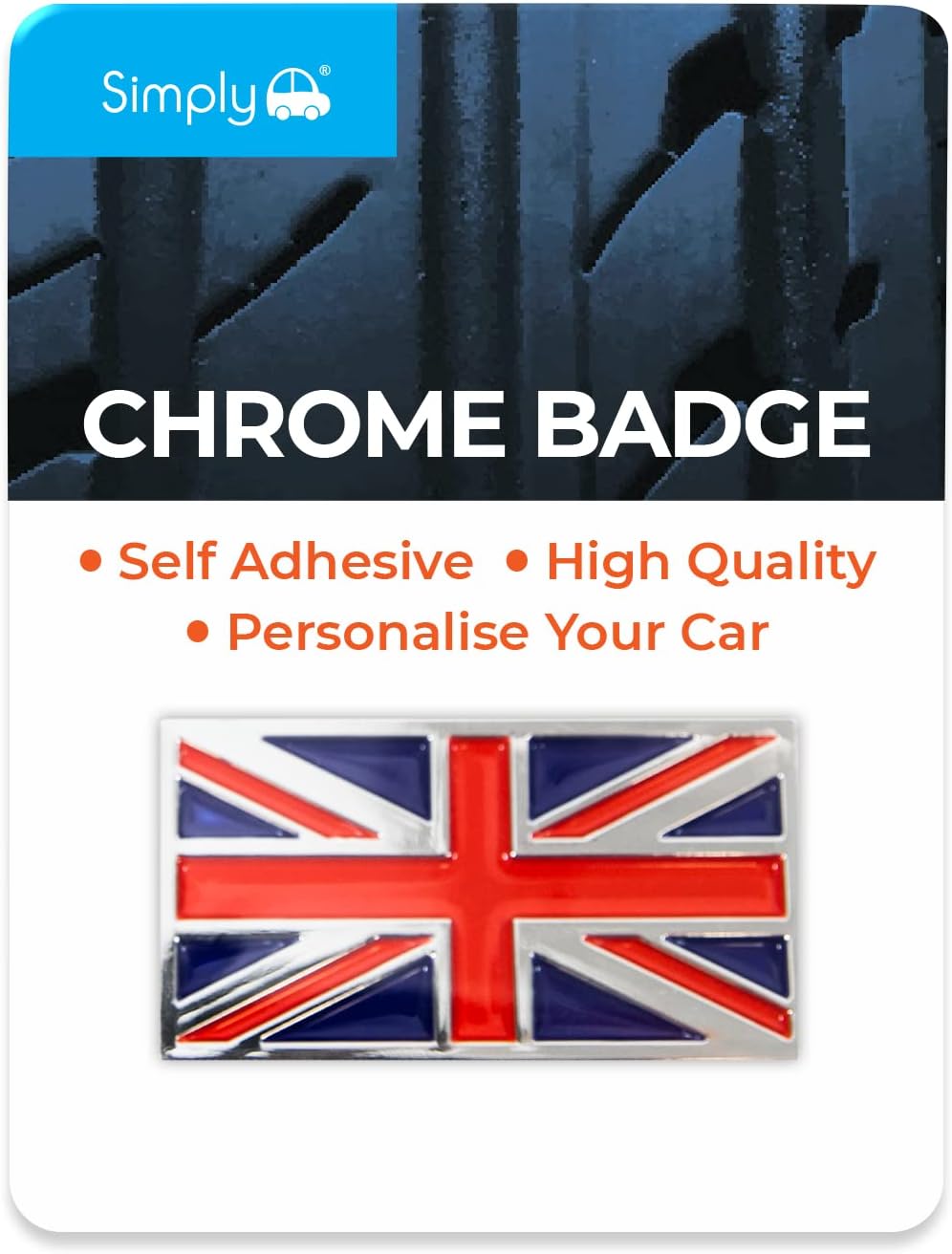 SimplyCB49 Union Flag Chrome Badge