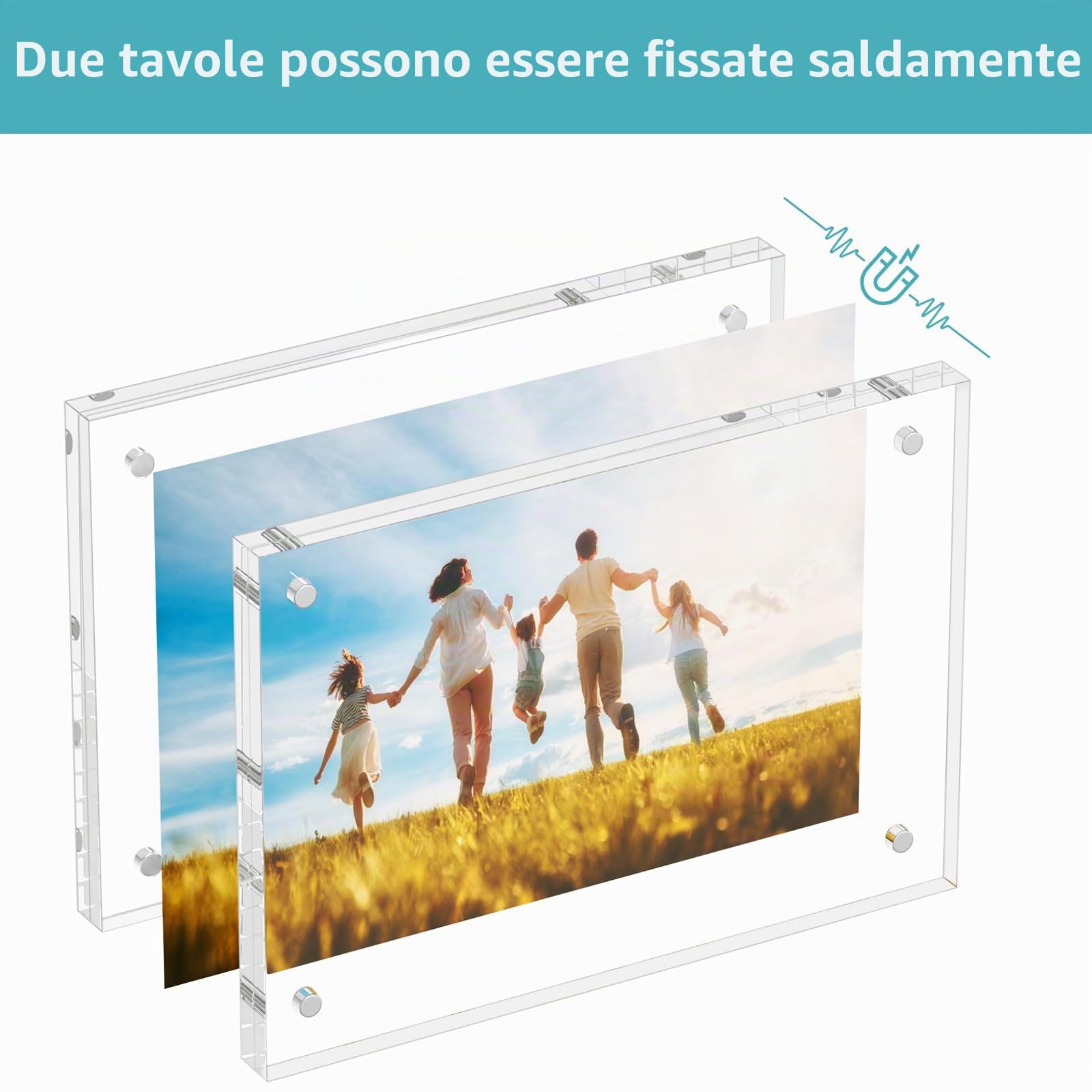 HIIMIEI Cornice portafoto in acrilico, 15 x 20 cm, Cornice portafoto magnetica trasparente da appoggio