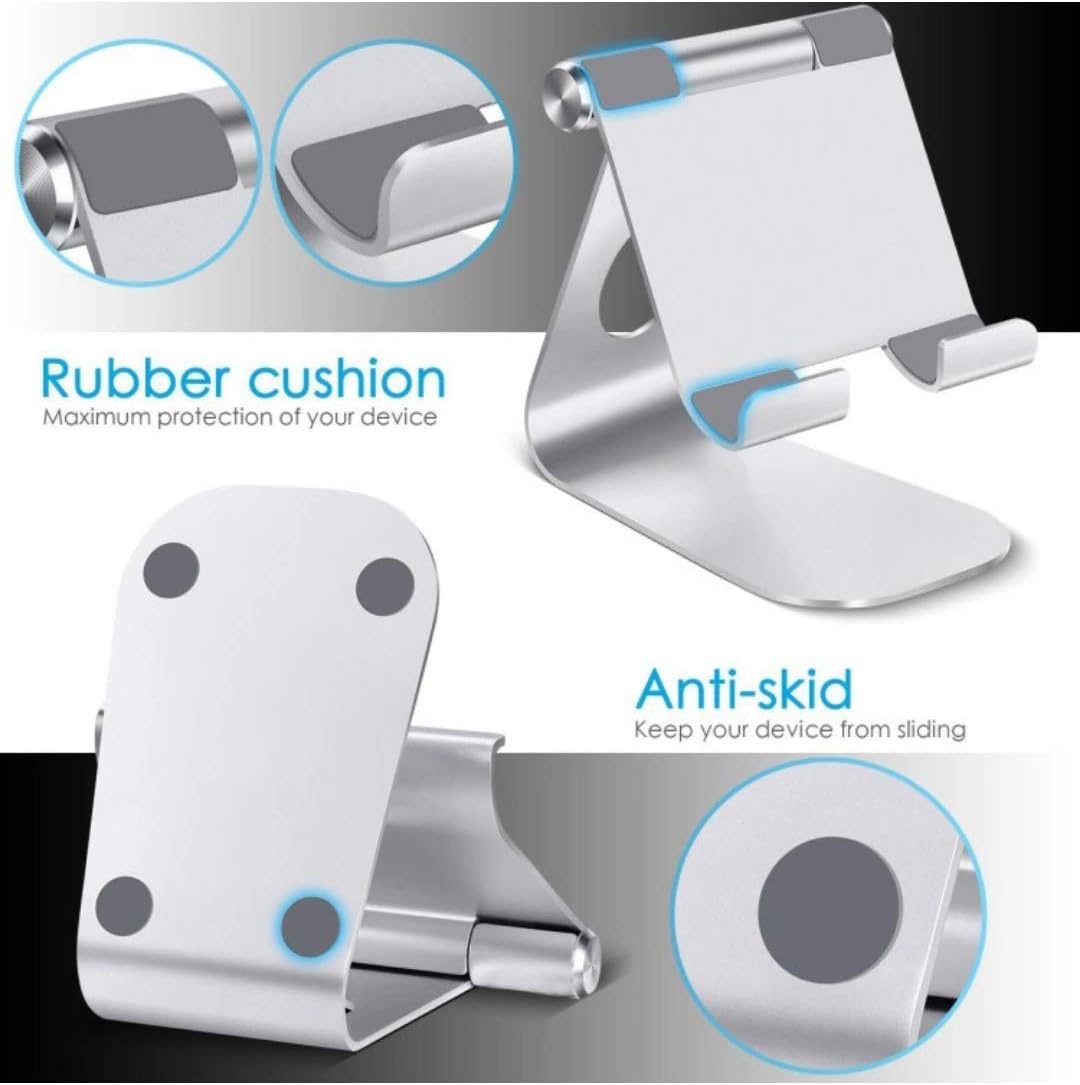 Tablet Stand Adjustable Desktop Stand Holder Dock Compatible with iPad Pro 9.7, 10.5,12.9 Air Mini 4 3 2, Kindle, Nexus, Tab, E-Reader (4-13'') - Silver : Electronics
