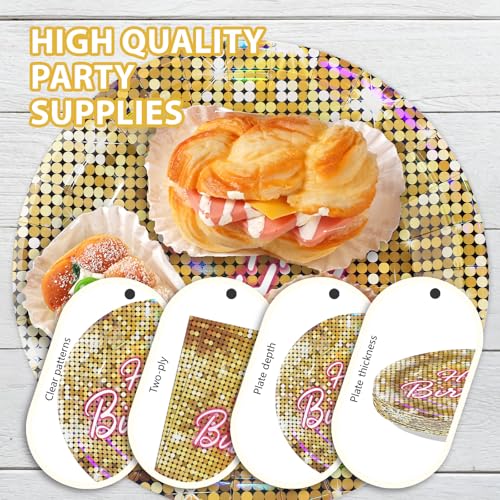 96 Pcs Gold Disco Birthday Party Decorations for Women Girls, Serves 24 by Greencian - Used condition - Image 5