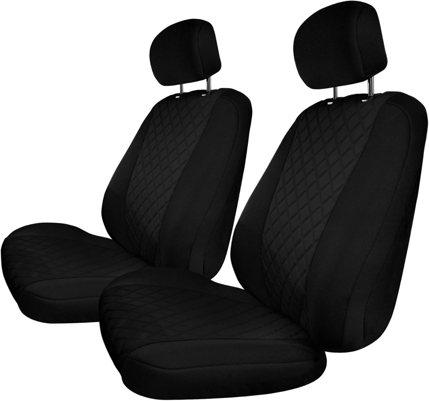 FH Group Custom Fit Car Seat Covers Specifically Made for 2015 - 2024 Ford F-150 XLT|Lariat| Raptor and 2017-2022 Ford F-250 F-350 F-450 - Water Resistant Ultraflex Neoprene - Front Set Black