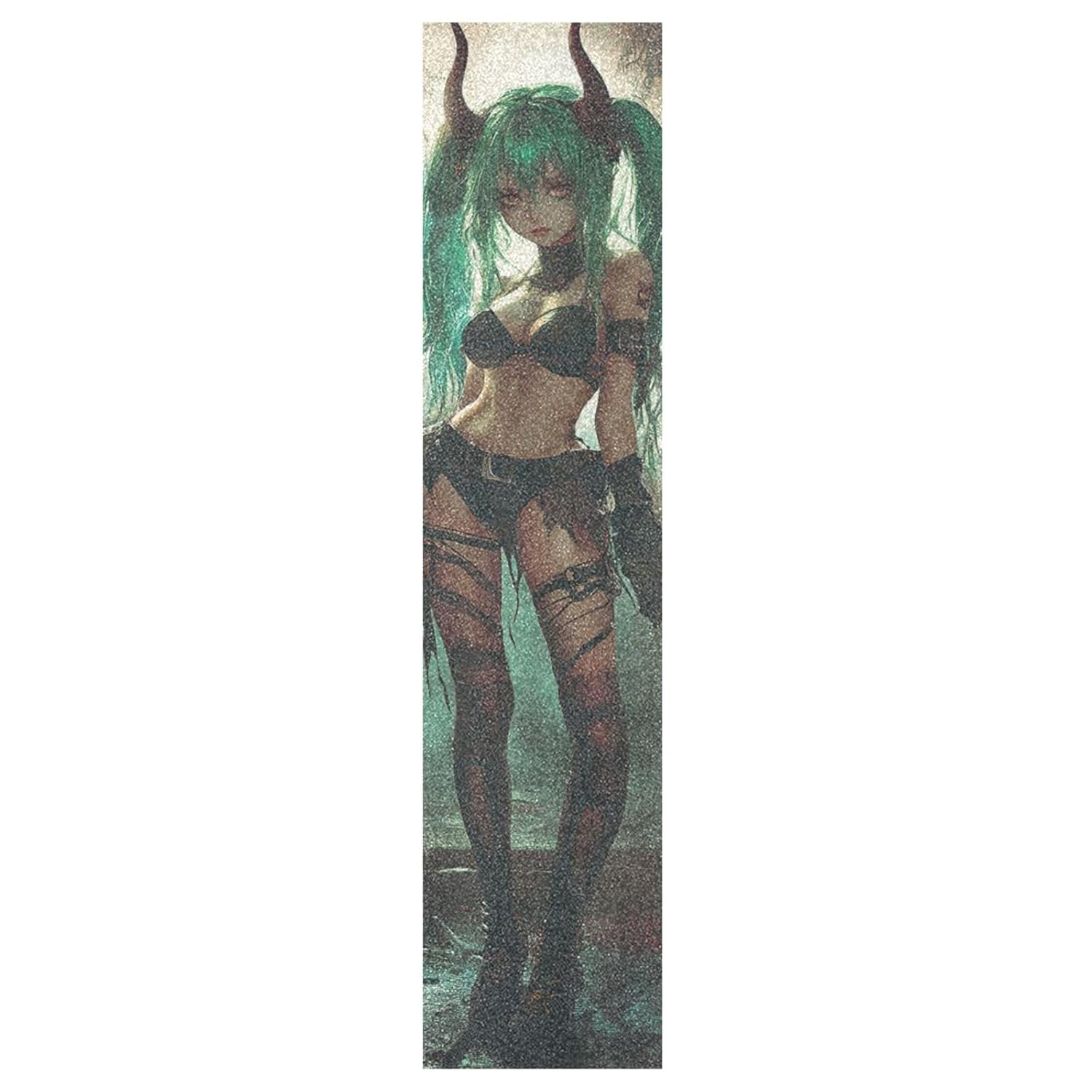 Sexy Little Devil Anime Girl Grip Tape for Skateboards Anti Slip Grip Tape for Scooters Deck Longboard Grip Tape Non-Skid Cruiser Griptape, 44×10 Inch