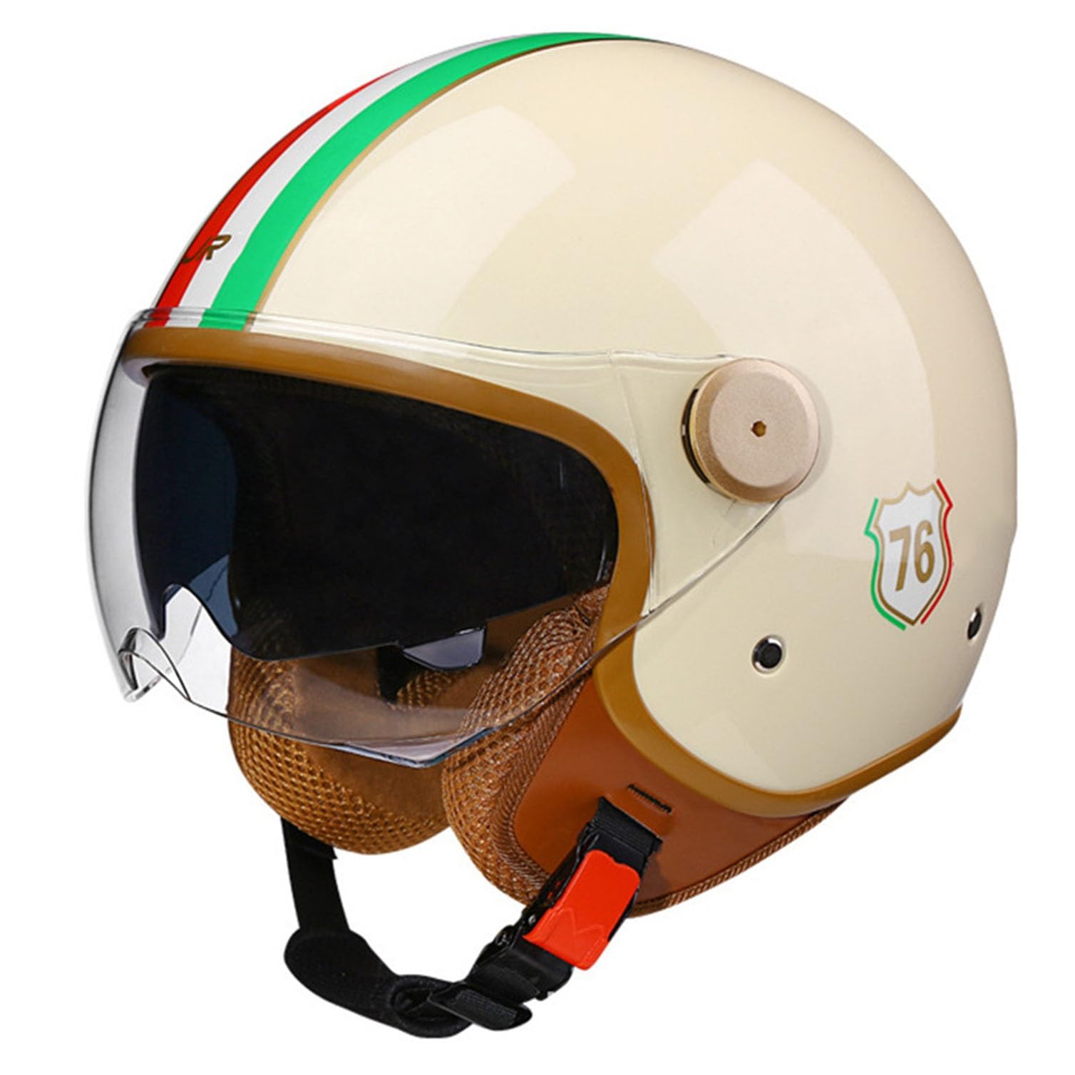 Kask motocyklowy Vintage kask otwarty Half Cruiser Chopper Scooter Pilot Certyfikat ECEDOT Retro motocyklowy kask do motoroweru dla dorosłych Crash z osłoną