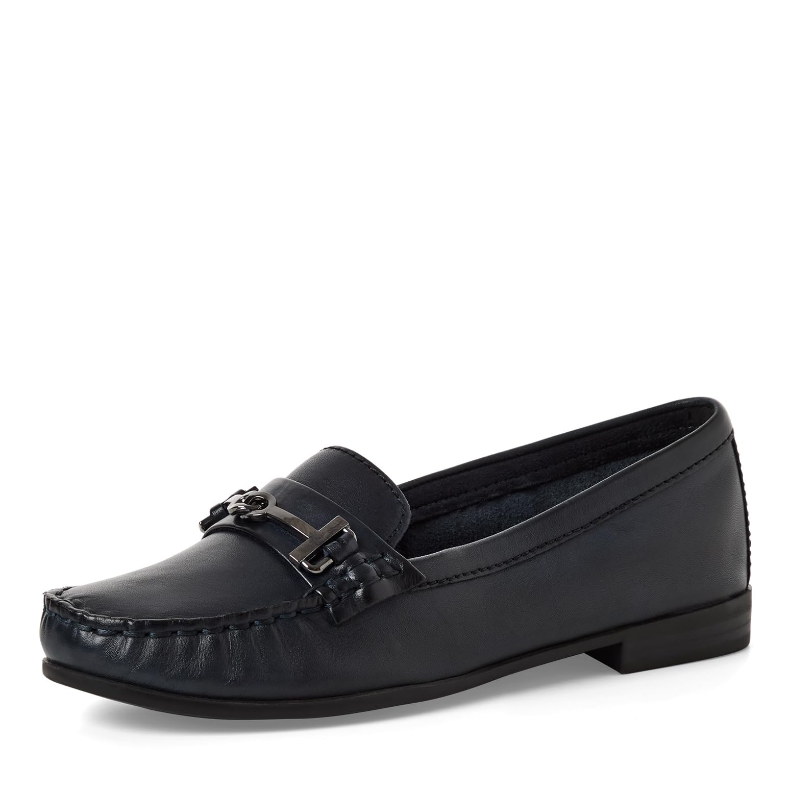 MARCO TOZZI Women's Moccasin Soft Feel Me Footbed Leather Comfortable, Blue (Navy), 7.5 UK