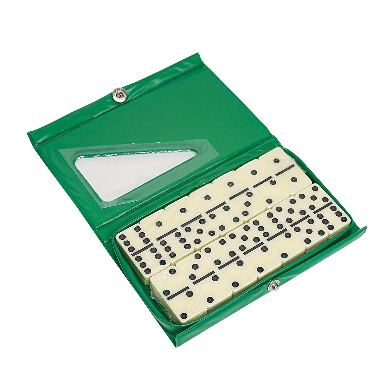 Juego De Dominó Double Six De 28 Piezas – Verde, Portátil, Ideal Para Familias Y Viajes