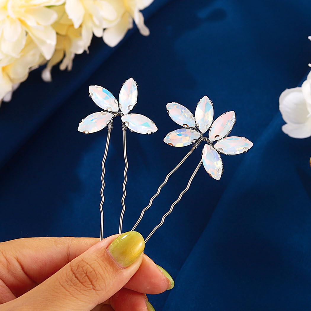 JAKAWIN Rhinestone Hair Clips Bridal Wedding Hair Accessories Silver Hair Pins for Women image 3