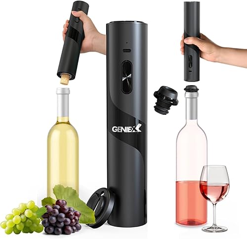 Abrevino eléctrico 2 en 1, abridor de vino eléctrico en la parte inferior + bomba de preservación de vino al vacío en la parte superior | Abrevino