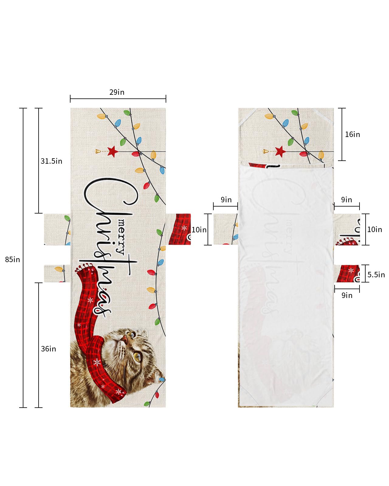 Red Cat Christmas Beach Lounge Chair Towel Cover, Soft Chaise Lounge Towel with Side Pockets Patio Pool Chairs Cover for Beach/Pool Sunbathing 29x85 Xmas Merry Christmas Rustic