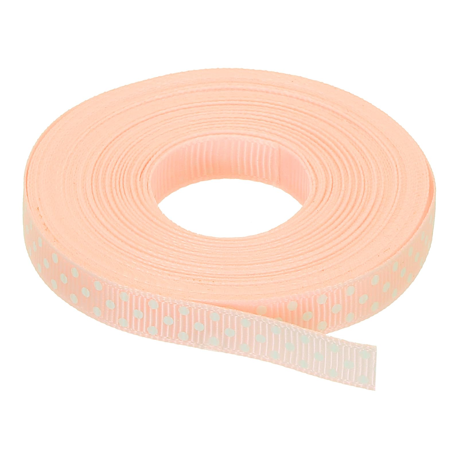 sourcing map Grosgrain Ribbons 25 Yards 3/8 Inch Orange Pink with White Dots Ribbon Bow Decoration for Crafts Gift Wrapping Wedding DIY Handmade