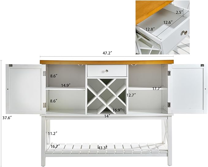 Gabinete para Vinos de 47" con 2 Puertas y 1 Cajón, Diseño Granja miniatura 9