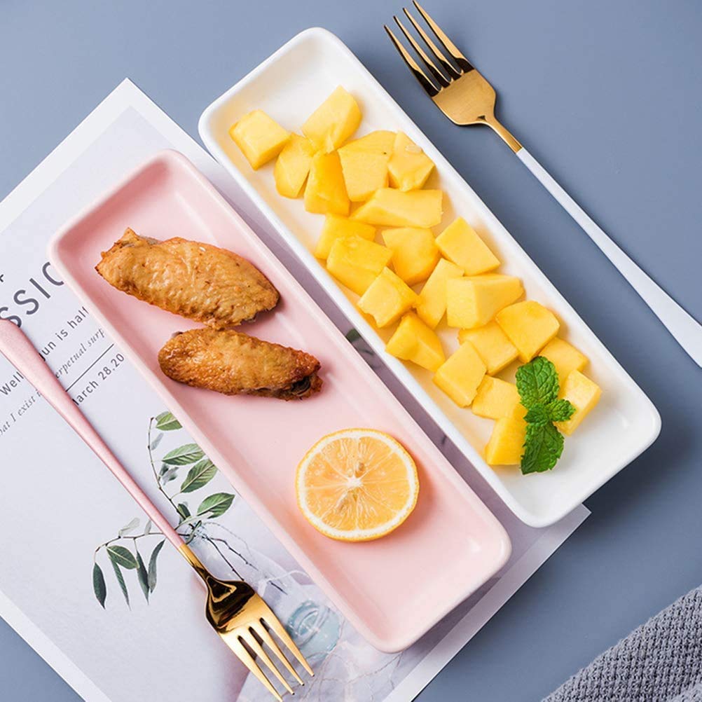 Rechteckiges Tablett, Sushi-Teller, Keramik, Tapas, Servierplatte, Keramik, Snackgeschirr, Tablett, Rosa