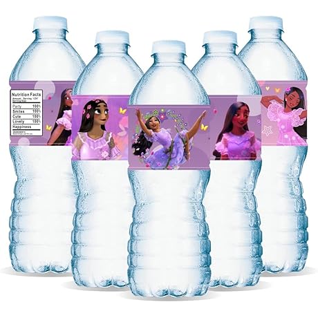 24PCS Water Bottle Labels for Isabella Encanto Birthday Party Supplies