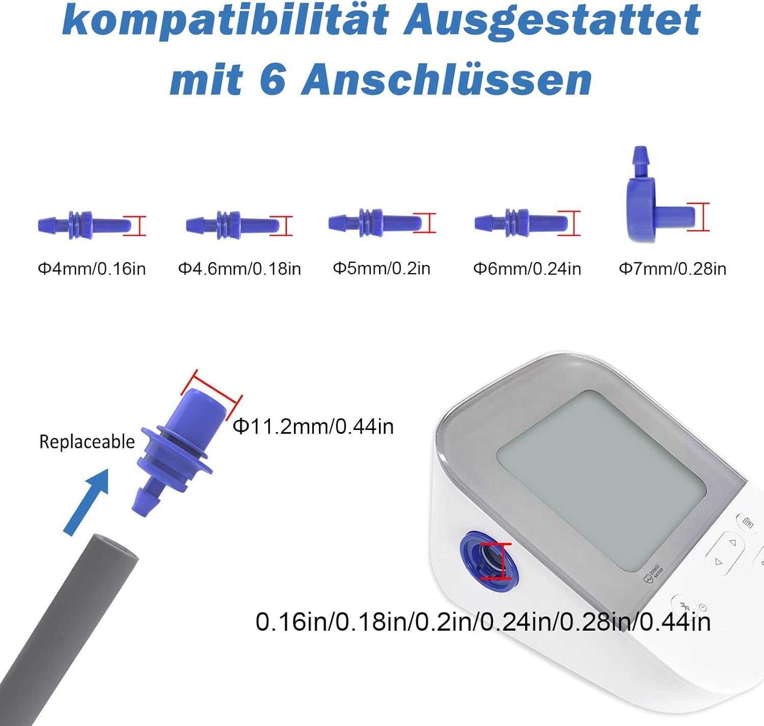 Blutdruckmanschette Ersatz - Comfortable Extra Große Manschette für Erwachsene mit Größe Oberarm, 22-60cm Armumfang, Kompatibel mit den Meisten Blutdruckmessgeräten - 6 Anschlüsse