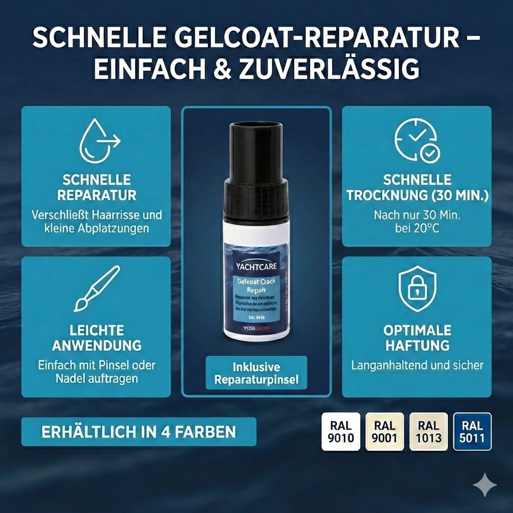 Yachtcare Gelcaot Crack Repair Ral 9010 Gelcoat reparador, Adultos Unisex, 9ml
